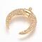 Brass Micro Pave Cubic Zirconia Pendants, Crescent Moon/Double Horn, Real 18K Gold Plated, 18x17x3mm, Hole: 1mm
