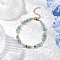 Natural Green Aventurine Chip Beaded Bracelets for Women, with 304 Stainless Steel Chain Extenders and Glass Bead, 7-3/8 inch(18.6cm)