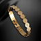 304 Stainless Steel Bangles for Women, Flat Round with Saint & Cross Pattern, Golden, Inner Diameter: 2-1/8x2-1/2 inch(5.3x6.2cm)