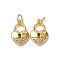 Brass Micro Pave Clear Cubic Zirconia Pendants,  Heart-shape Lock, with Jump Ring, Rack Plating, Long-Lasting Plated, Lead Free & Cadmium Free, Real 18K Gold Plated, 16x10x2.5mm, Hole: 3.5mm