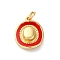 Brass Enamel Pendants, with Jump Ring, Cowboy Hat Charm, Cadmium Free & Lead Free, Rack Plating, Long-Lasting Plated, Real 18K Gold Plated, Red, 15.5x13x5mm, Hole: 3.5mm