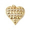Rack Plating Brass Micro Pave Cubic Zirconia Pendants, Long-Lasting Plated, Lead Free & Cadmium Free, Real 18K Gold Plated, Heart Charms, with Jump Ring, Clear, 23x23x5mm, Hole: 3mm