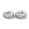 Brass Micro Pave Cubic Zirconia Beads, Cadmium Free & Nickel Free & Lead Free, Flat Round, Platinum, 8x3mm, Hole: 4mm