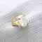 Brass with Natural Baroque Pearl Finger Rings, Nickel Free, with Cubic Zirconia, Real 14K Gold Plated, 16.5x13.5mm,US Size 7 1/4(17.5mm)
