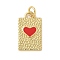 Brass Enamel Pendants, Rectangle with Heart Charm, with Jump Ring, Lead Free & Cadmium Free, Long-Lasting Plated, Rack Plating, Real 18K Gold Plated, Red, 18.5x11x2mm, Hole: 3.4mm