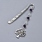 Alloy Bookmarks, with Glass Beads, Tree, Antique Silver, Purple, 101.5mm