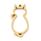 Ion Plating(IP) 304 Stainless Steel Open Back Bezel Pendants, Double Sided Polishing, For DIY UV Resin, Epoxy Resin, Pressed Flower Jewelry, Cat Shape, Real 24K Gold Plated, 36x19x3mm, Hole: 2mm
