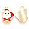 Alloy Enamel Pendants, for Christmas, Flat Back, Santa Claus, Light Gold, Red, 22x16x1mm, Hole: 1.4mm