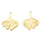 Ion Plating(IP) 201 Stainless Steel Pendants, Ginkgo Leaf, Real 18K Gold Plated, 27x23x2mm, Hole: 3mm