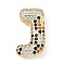 Brass Micro Pave Cubic Zirconia Pendants, Long-Lasting Plated, Rack Plating, Letter Charms, Real 18K Gold Plated, Letter J, 22x13x6.5mm, Hole: 5.2x3mm