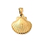 304 Stainless Steel Pendants, Ion Plating(IP), Shell Shape Charm, Real 18K Gold Plated, 21.5x20x5.5mm, Hole: 5x2.5mm