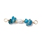 Natural Apatite Chip & Natural Cultured Freshwater Pearl Rice Beaded Connector Charms, with Brass Double Loops, Golden, 33.5~38x5.5~8.5x4.5~5.5mm, Hole: 2.5mm