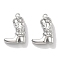 Brass Micro Pave Clear Cubic Zirconia Pendants, Cadmium Free & Nickel Free & Lead Free, Shoes, Real Platinum Plated, 17.5x12.5x5.5mm, Hole: 1.2mm