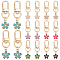 Alloy Enamel Flower Pendant Decorations, with Crystal Rhinestone and Zinc Alloy Swivel Clasps, Mixed Color, 5.1cm, 8 colors, 2pcs/color, 16pcs/set