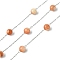 Shell Pearl Beads,Dyed with 304 Stainless Steel Chains, Soldered, with Spool, Coral, 5mm