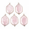Gemstone Links Connectors, with Golden Tone Brass Findings, Polygon, 40.5x23.5x5.5~7mm, Hole: 2mm