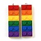 Rainbow Opaque Acrylic Pendants, Rectangle with Platinum Iron Loop, Building Blocks Charms, Colorful, 51.5x16x8mm, Hole: 2mm