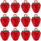 24Pcs Transparent Resin Imitation Fruit Pendants, Strawberry Charms, Red, 18x13mm