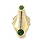 Brass Micro Pave Cubic Zirconia Pendants, Cadmium Free & Lead Free, Real 18K Gold Plated Charms, Green, 31.5x18x6.5mm, Hole: 4.5x2.5mm