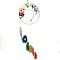 Metal Big Pendant Decorations, with Agate Slices & Chakra Theme Gemstone Chip Beads, Flat Round with Tree of Life, Platinum, 80cm