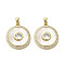 Brass Micro Pave Clear Cubic Zirconia Pendants, with Shell, Real 18K Gold PlatedPlated, Flat Round, Cadmium Free & Lead Free, 20x18x3mm, Hole: 2.5x4mm