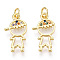 Brass Micro Pave Colorful Cubic Zirconia Pendants, Cadmium Free & Nickel Free & Lead Free, with Jump Ring, Boy Charms, Real 18K Gold Plated, 19.5x11x2mm, Hole: 3.2mm