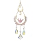 Butterfly & Teardrop Brass & 304 Stainless Steel Hanging Suncatchers, with Natural Gemstone Chip Beads, Golden, 285mm, Hole: 8mm