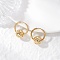 304 Stainless Steel Hoop Earrings, with Ion Plating(IP), with Hollow Round Brass Beads, Golden, 23.5x20x11mm