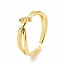 Clear Cubic Zirconia Criss Cross Open Cuff Ring, Brass Jewelry for Women, Cadmium Free & Lead Free, Real 18K Gold Plated, Inner Diameter: 16mm