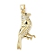 Brass Micro Pave Cubic Zirconia Pendants, Cadmium Free & Lead Free, Bird, Real 18K Gold Plated, Clear, 28x18x3mm, Hole: 3x6mm