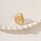 Hollow Brass Micro Pave Clear Cubic Zirconia Wide Band Rings, Real 18K Gold Plated, US Size 9(18.9mm)