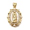 Brass Micro Pave Cubic Zirconia ABS Imitation Pearl Pendants, Cadmium Free & Lead Free, with Shell, Virgin Mary, Real 18K Gold Plated, 23.5x17.5x3.5mm, Hole: 3.5x4.5mm