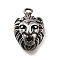 Retro 304 Stainless Steel Pendants, Animal Charms, Antique Silver, Lion, 14.5x10x8mm, Hole: 1.6mm