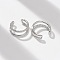 Brass Cuff Earrings, Platinum, 11.2x11x6mm, Inner Diameter: 8.8mm