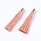 Polyester Tassel Big Pendant Decorations, with Plastic Finding, Golden, Dark Salmon, 58~65x7~25mm, Hole: 1.5mm
