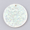 Resin Pendants, with Paillette, Flat Round, Light Cyan, 35x3.5mm, Hole: 1.5mm