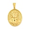 Ion Plating(IP) 304 Stainless Steel Pendants, Oval with Saint Charm, Golden, 35.5x26x4mm, Hole: 9.5x5mm