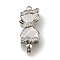 Brass Micro Pave Clear Cubic Zirconia Box Clasps with Acrylic, Cadmium Free & Nickel Free & Lead Free, Bowknot, Platinum, 24x10x7mm, Hole: 1.5mm