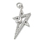 Rack Plating Brass Micro Pave Cubic Zirconia Pendants, Long-Lasting Plated, Lead Free & Cadmium Free, Star Charms, with Jump Ring, Platinum, 28.5x13.5x2.5mm, Hole: 3mm