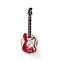 Guitar Enamel Pin, Musical Instrument Alloy Brooch for Backpack Clothes, Platinum, Red, 29.5x10x1.5mm, Pin: 1.2mm