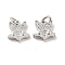 Fox Brass Micro Pave Clear Cubic Zirconia Charms, with Jump Ring, Cadmium Free & Lead Free, Platinum, 11.5x11x2mm, Hole: 3mm
