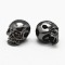 Brass Beads, Skull, Cadmium Free & Nickel Free & Lead Free, Gunmetal, 11x8.5x10.2mm, Hole: 2mm