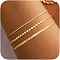 3Pcs Bohemian Style Alloy Chain Bracelets Kit for Women, Real 14K Gold Plated, 7-7/8 inch(20cm)