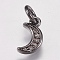 Brass Micro Pave Cubic Zirconia Charms, Moon, Gunmetal, 9x5x1mm, Hole: 3.5mm