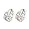 Brass Hoop Earrings, Hollow Horn, Platinum, 15.5x9mm