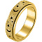 201 Stainless Steel Moon and Star Rotatable Finger Ring, Spinner Fidget Band Anxiety Stress Relief Ring for Women, Golden, US Size 10(19.8mm)