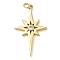 Rack Plating Brass Micro Pave Cubic Zirconia Pendants, Long-Lasting Plated, Lead Free & Cadmium Free, North Star Charms, with Jump Ring, Real 18K Gold Plated, 30.5x18.5x2.5mm, Hole: 3mm