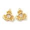 Brass Pendant with Clear Glass, Flower Charms, Real 18K Gold Plated, 15.5x13.5x4.5mm, Hole: 1.2mm