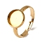 304 Stainless Steel Adjustable Ring Components, Round Pad Ring Settings, Ion Plating(IP), Real 18K Gold Plated, Tray: 10mm, 12mm, Inner Diameter: 19mm