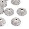 Eco-Friendly Multi-Petal Flower Brass Micro Pave Cubic Zirconia Bead Caps, Lead Free & Nickel Free, Platinum, 11x4.8mm, Hole: 1mm